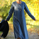 Robe Armande – velours côtelé bleu officier