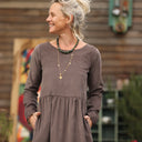 Robe Anaëlle - Velours milleraies moka