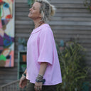 Blouse Myriem - seersucker rayé rose/blanc