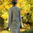 Robe Armande – Velours milleraies ivoire fleuri