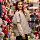 Poncho Pétronille — Laine vierge gris chiné