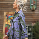 Robe Pensée - Satin de coton Ikat violet/kaki