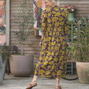 Robe Manon - viscose fleuri prune/ocre