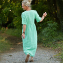 Robe Édonie — Lin vert chiné peps