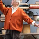Gilet col V Hermine — mohair écureuil