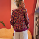 Blouse Constance — Coton crépuscule épicé & bandes lin bougainvillier