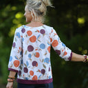 Blouse Constance — Coton fruité & bandes lin lilas