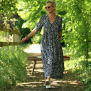 Robe Édonie — Viscose herbier bleu nuit