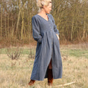 Robe Clémence -  lin stone bleu