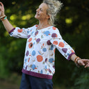 Blouse Constance — Coton fruité & bandes lin lilas
