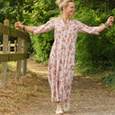 Robe Diane - Coton rayures ficelle fleuries