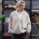 Gilet col V Hermine — mohair beige