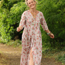Robe Diane - Coton rayures ficelle fleuries
