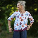 Blouse Constance — Coton fruité & bandes lin lilas