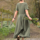 Robe Louisa - Viscose/lin kaki