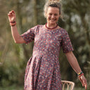 Robe Louisa - Coton fleurs d'aubergine