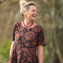 Robe Louisa - Viscose fleurie camel