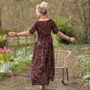 Robe Louisa - Viscose fleurie camel