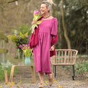 Robe Iloé – Coton/lin Bougainvillier