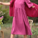 Robe Iloé – Coton/lin Bougainvillier