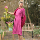 Robe Iloé – Coton/lin Bougainvillier