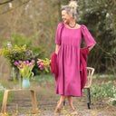 Robe Iloé – Coton/lin Bougainvillier