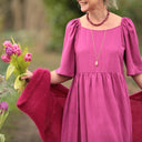 Robe Iloé – Coton/lin Bougainvillier