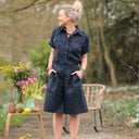 Chemise Honorine - Coton Broderie Ajourée Fleurie marine