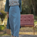 Jupe longue Maya lin chiné denim | Quintessence