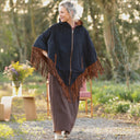 Veste Atlas - Cuir suédé chocolat et bleu marine