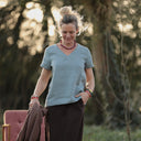 Blouse Nila Lin chiné bleu doux grisé | Quintessence