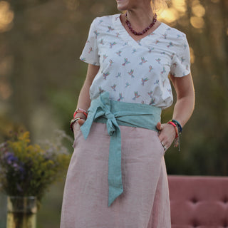 Ceinture Anita - lin chiné bleu doux