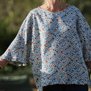 Blouse Annette - Double gaze de coton fleurettes bleues