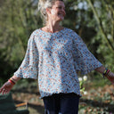 Blouse Annette - Double gaze de coton fleurettes bleues