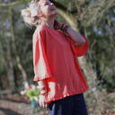 Blouse Annette – Coton tressé Corail Solaire