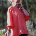 Blouse Annette – Coton tressé Corail Solaire