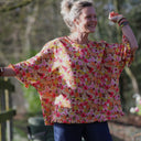 Blouse Annette – Double gaze de coton “Fleurs en Feu”