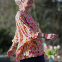 Blouse Annette – Double gaze de coton “Fleurs en Feu”