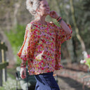 Blouse Annette – Double gaze de coton “Fleurs en Feu”