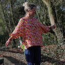 Blouse Annette – Double gaze de coton “Fleurs en Feu”