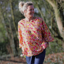 Blouse Annette – Double gaze de coton “Fleurs en Feu”