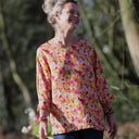 Blouse Annette – Double gaze de coton “Fleurs en Feu”