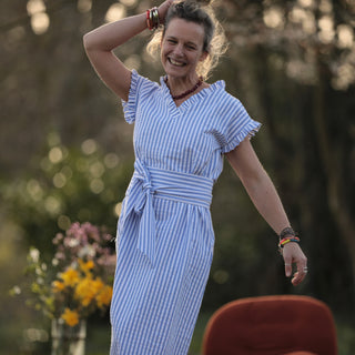 Ceinture Anita -coton rayé océan