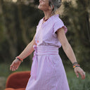 Robe Acacia - coton rayé figue