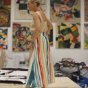 Jupe Tao — Satin de coton Coton Aquarelle côtière