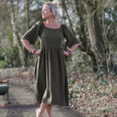 Robe Iloé – Double gaze de coton kaki