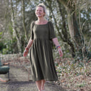 Robe Iloé – Double gaze de coton kaki