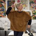 Le Poncho Douillet Pétronille - fourrure camel