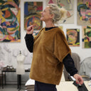 Le Poncho Douillet Pétronille - fourrure camel