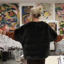 Le Poncho Douillet Pétronille - fourrure cendrée